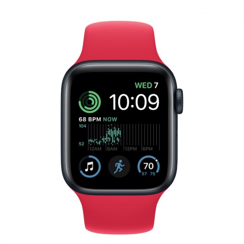 Apple Watch Series SE 2022 44мм корпус из алюминия "полночь" и ремешок Sport Band Red