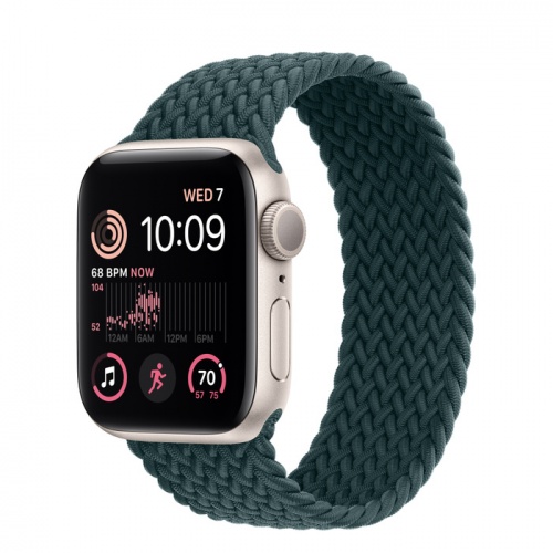 Apple Watch Series SE 2022 44мм корпус из алюминия "сияющая звезда" и ремешок Braided Solo Loop Rainforest