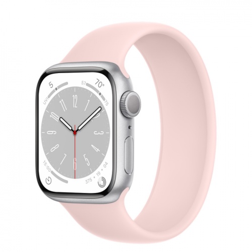 Apple Watch Series 8 41мм серебристый  корпус из алюминия и ремешок Solo Loop Chalk Pink