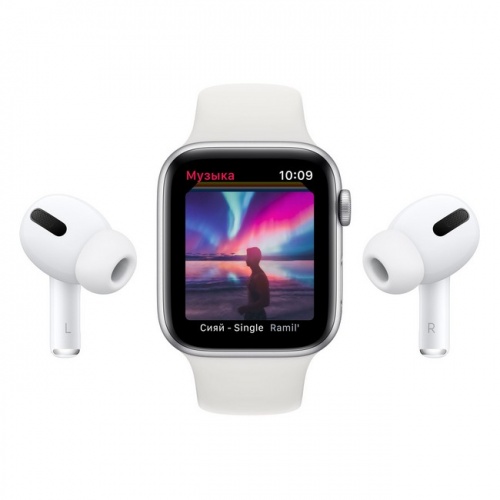 Apple Watch SE, 40 мм, корпус из алюминия серебристого цвета, спортивный ремешок белого цвета