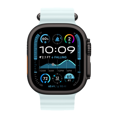 Apple Watch Ultra 2, цвет корпуса Black, ремешок Ocean Band, цвет Ice Blue, размеры S/M/L