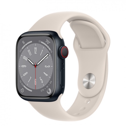 Apple Watch Series 8 45мм корпус из алюминия "полночь" и ремешок Sport Band Starlight