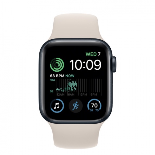 Apple Watch Series SE 2022 44мм корпус из алюминия "полночь" и ремешок Sport Band Starlight