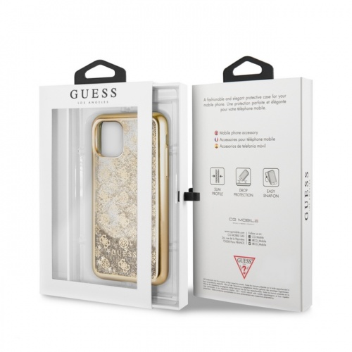 Чехол Guess Glitter 4G Peony Hard для iPhone 11/11Pro/11ProMax, золотой