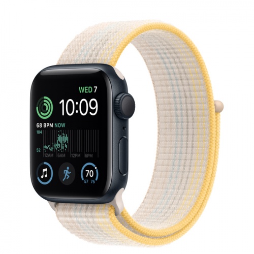 Apple Watch Series SE 2022 40мм корпус из алюминия "полночь" и ремешок Sport Loop Starlight