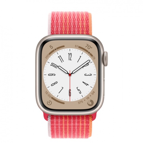 Apple Watch Series 8 45мм корпус из алюминия "сияющая звезда" и ремешок Sport Loop Red