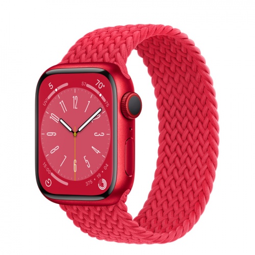 Apple Watch Series 8 41мм корпус из алюминия (PRODUCT)RED и ремешок Braided Solo Loop Red