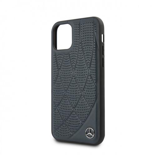 Кожаный чехол Mercedes Bow Quilted perforated Hard для iPhone 11/11Pro/11ProMax, синий