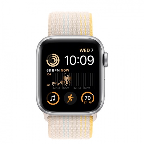 Apple Watch Series SE 2022 44мм серебристый корпус из алюминия и ремешок Sport Loop Starlight