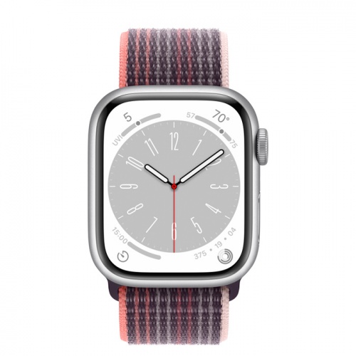 Apple Watch Series 8 45мм серебристый корпус из алюминия и ремешок Sport Loop Elderberry