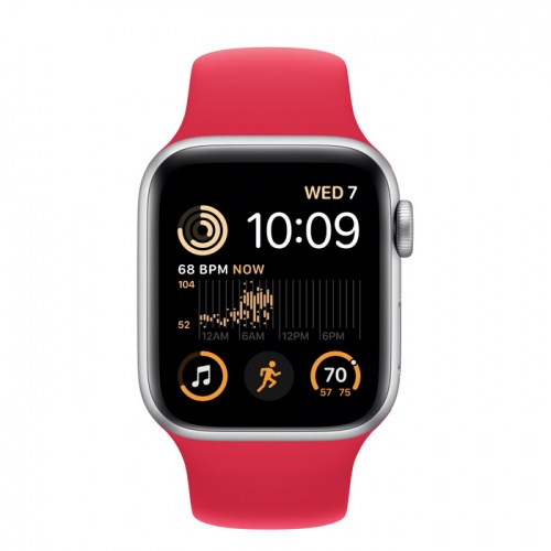 Apple Watch Series SE 2022 40мм серебристый корпус из алюминия и ремешок Sport Band Red