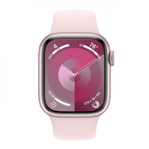 Apple Watch Series 9, 45 мм, корпус из алюминия розового цвета, спортивный ремешок Light pink цвета, размер M/L