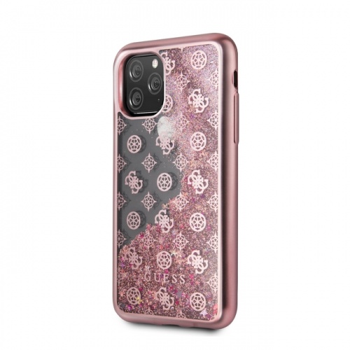 Чехол Guess Glitter 4G Peony Hard для iPhone 11 Pro, розовый