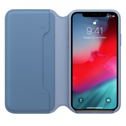 Кожаный чехол Folio для iPhone XS, цвет «синие сумерки»