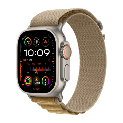 Apple Watch Ultra 2, цвет корпуса Natural, ремешок Alpine Loop, цвет Tan, размеры S/M/L