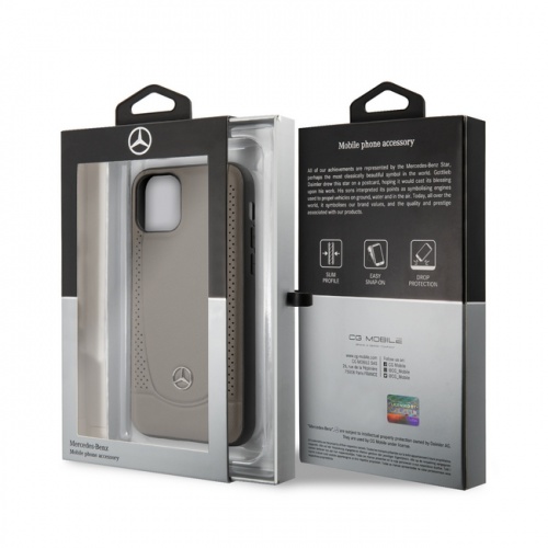 Кожаный чехол Mercedes Urban Smooth perforated Hard для iPhone 11/11Pro/11ProMax, коричневый