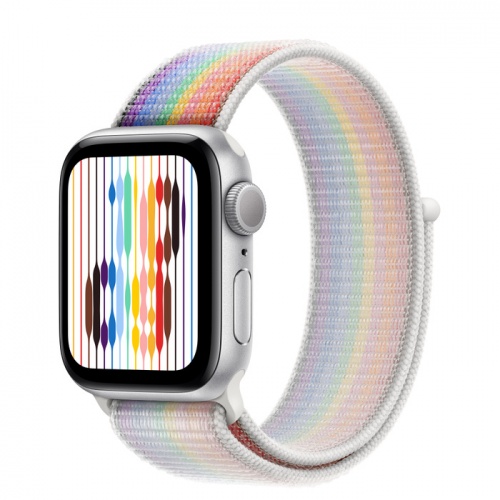 Apple Watch Series SE 2022 44мм серебристый корпус из алюминия и ремешок Sport Loop Pride Edition