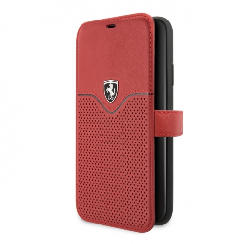 Кожаный чехол Ferrari Off-Track logo booktype case для iPhone 11/11 Pro/11 Pro Max, красный