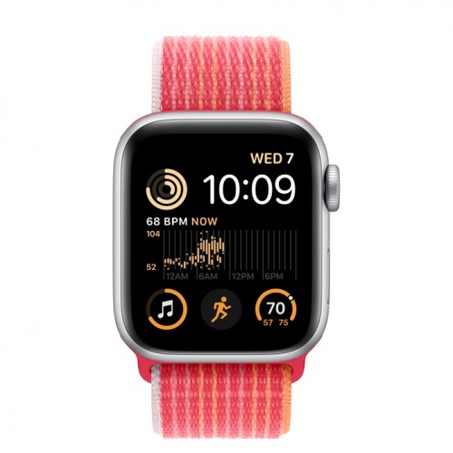 Apple Watch Series SE 2022 44мм серебристый корпус из алюминия и ремешок Sport Loop Red