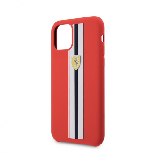 Чехол Ferrari SIlicone Case On Track & Stripes для iPhone 11/11Pro/11ProMax, красный