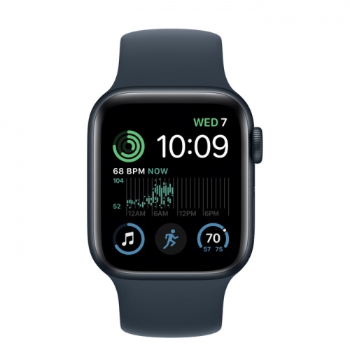 Apple Watch Series SE 2022 44мм корпус из алюминия "полночь" и ремешок Solo Loop Storm Blue