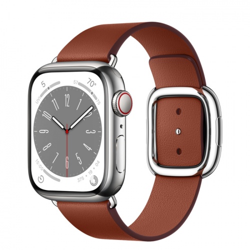 Apple Watch Series 8 41мм серебристый корпус из нержавеющей стали и ремешок Modern Buckle Umber