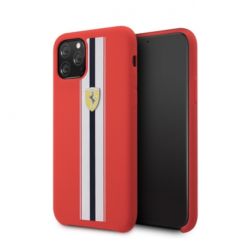 Чехол Ferrari SIlicone Case On Track & Stripes для iPhone 11/11Pro/11ProMax, красный