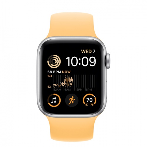 Apple Watch Series SE 2022 44мм серебристый корпус из алюминия и ремешок Solo Loop Sunglow