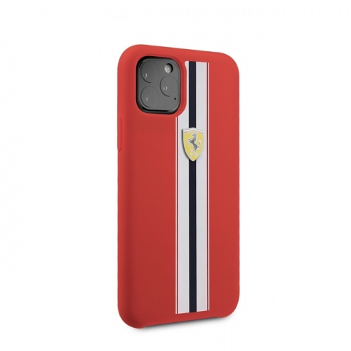 Чехол Ferrari SIlicone Case On Track & Stripes для iPhone 11/11Pro/11ProMax, красный