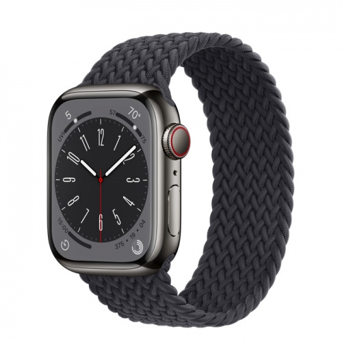 Apple Watch Series 8 45мм графитовый корпус из нержавеющей стали и ремешок Braided Solo Loop Midnight