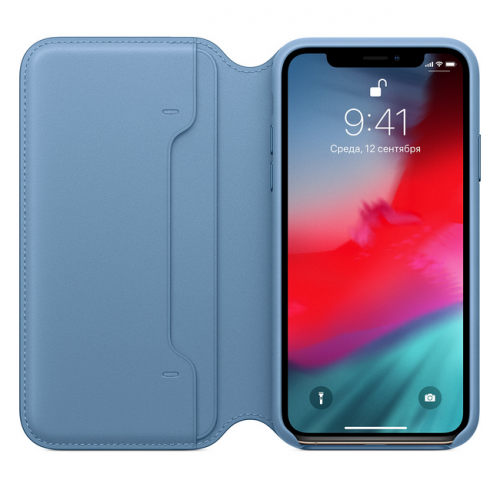 Кожаный чехол Folio для iPhone XS, цвет «лазурная волна»