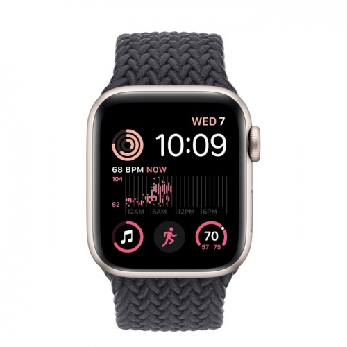 Apple Watch Series SE 2022 44мм корпус из алюминия "сияющая звезда" и ремешок Braided Solo Loop Midnight