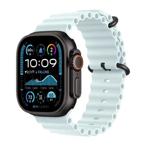 Apple Watch Ultra 2, цвет корпуса Black, ремешок Ocean Band, цвет Ice Blue, размеры S/M/L