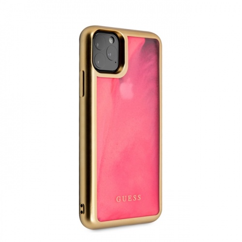 Чехол Guess Liquid Glitter Glow in Dark Sand Hard для 11/11Pro/11ProMax розовый