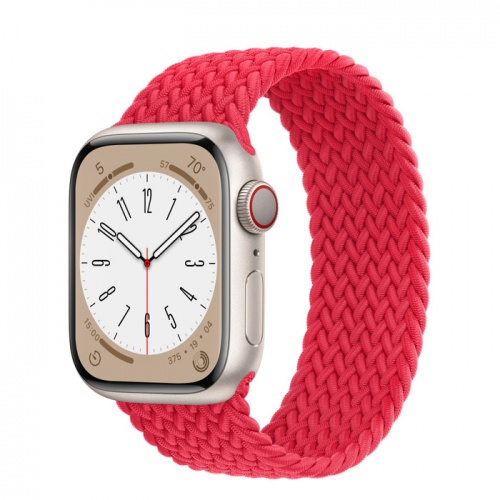 Apple Watch Series 8 45мм корпус из алюминия "сияющая звезда" и ремешок Braided Solo Loop Red