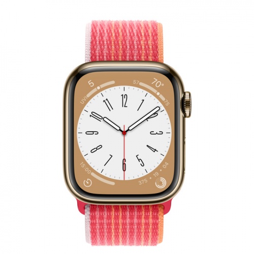Apple Watch Series 8 41мм золотой корпус из нержавеющей стали и ремешок Sport Loop Red