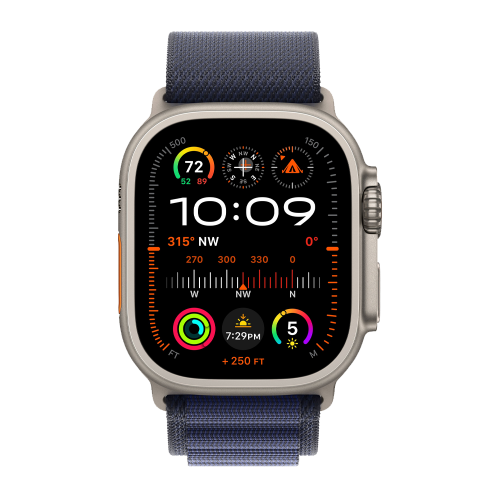 Apple Watch Ultra 2, цвет корпуса Natural, ремешок Alpine Loop, цвет Navy, размеры S/M/L