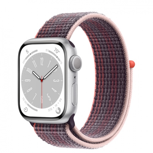 Apple Watch Series 8 45мм серебристый корпус из алюминия и ремешок Sport Loop Elderberry