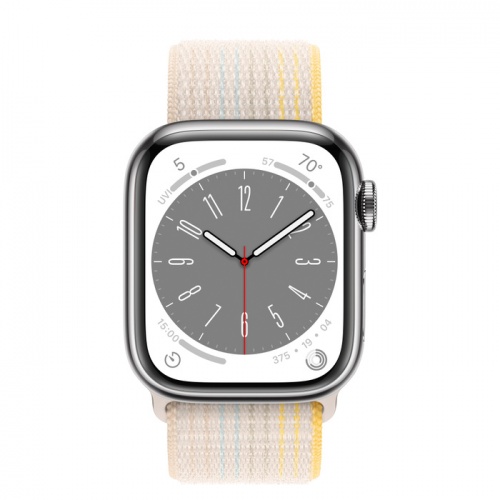 Apple Watch Series 8 41мм серебристый корпус из нержавеющей стали и ремешок Sport Loop Starlight