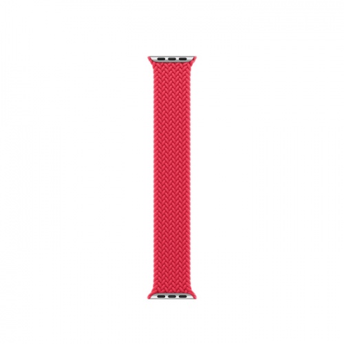 Apple Watch Series SE 2022 44мм серебристый корпус из алюминия и ремешок Braided Solo Loop Red