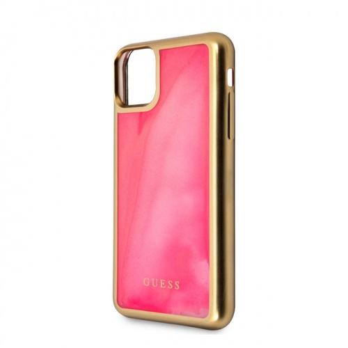 Чехол Guess Liquid Glitter Glow in Dark Sand Hard для 11/11Pro/11ProMax розовый