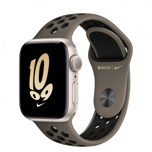 Apple Watch Series SE 2022 44мм корпус из алюминия "сияющая звезда" и ремешок Nike Sport Band Olive Grey Black