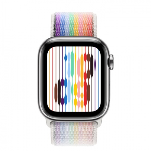 Apple Watch Series 8 45мм серебристый корпус из нержавеющей стали и ремешок Sport Loop Pride Edition