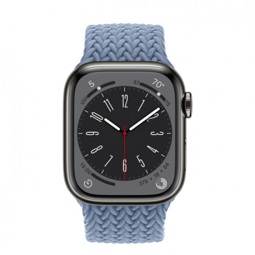 Apple Watch Series 8 45мм графитовый корпус из нержавеющей стали и ремешок Braided Solo Loop Slate Blue