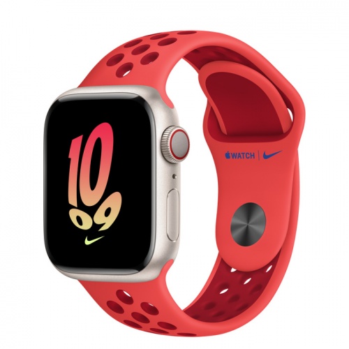 Apple Watch Series 8 41мм корпус из алюминия "сияющая звезда" и ремешок Nike Sport Band Bright Crimson Gym Red