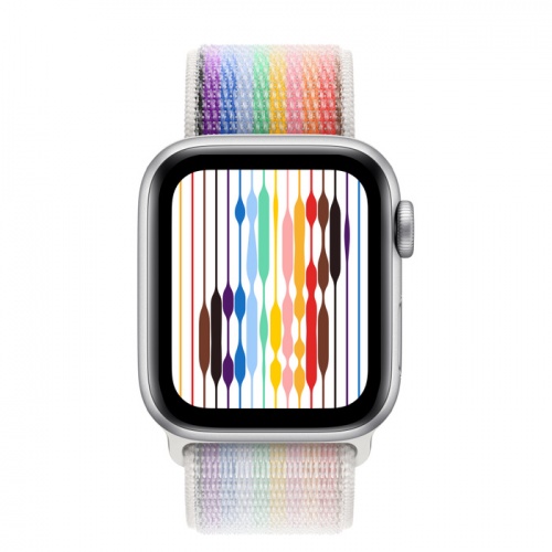 Apple Watch Series SE 2022 44мм серебристый корпус из алюминия и ремешок Sport Loop Pride Edition