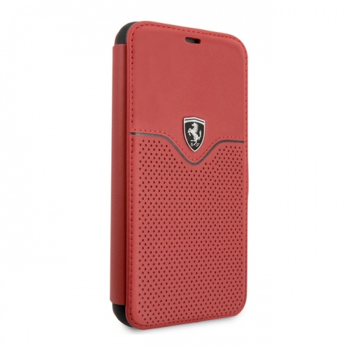 Кожаный чехол Ferrari Off-Track logo booktype case для iPhone 11/11 Pro/11 Pro Max, красный