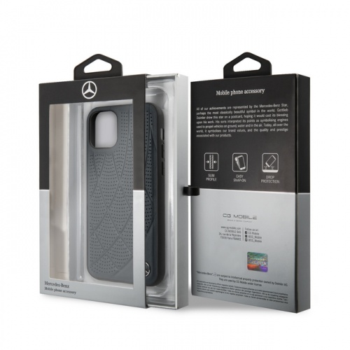 Кожаный чехол Mercedes Bow Quilted perforated Hard для iPhone 11/11Pro/11ProMax, синий