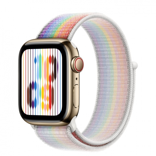 Apple Watch Series 8 45мм золотой корпус из нержавеющей стали и ремешок Sport Loop Pride Edition