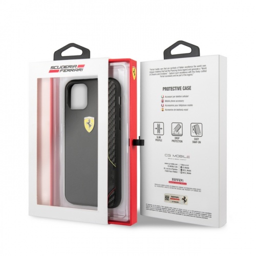 Кожаный чехол Ferrari Quilted with metal logo Hard для iPhone 11/11Pro/11ProMax, серый